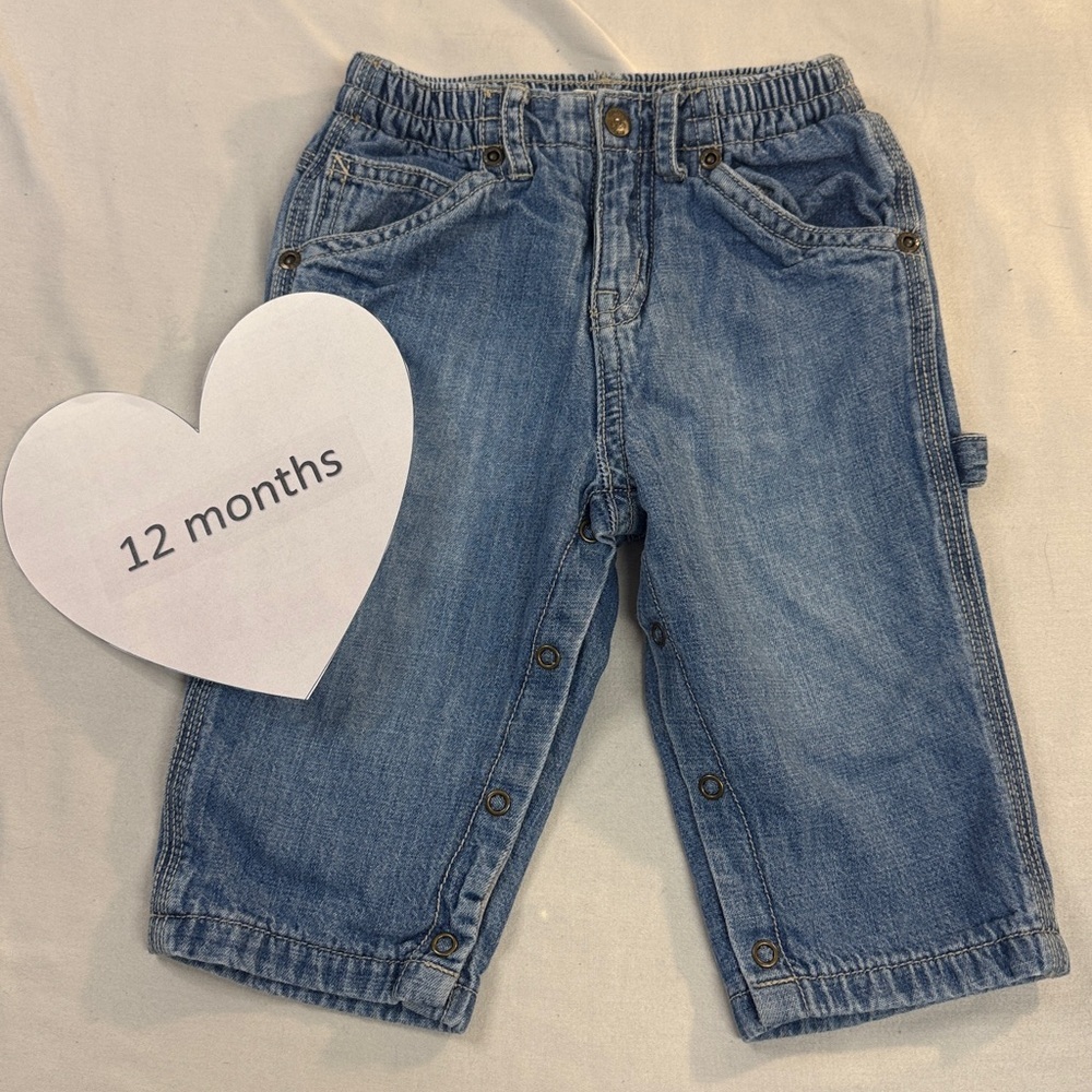 The Children's Place Blue Carpenter Jeans lined with grey jersey cotton
